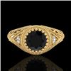 Image 2 : 1.07 ctw Fancy Black Diamond Engagment Art Deco Ring 18k Yellow Gold - REF-56M2G