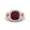 Image 1 : 3.75 ctw Garnet & Micro VS/SI Diamond Certified Ring 14k Rose Gold - REF-40G9W