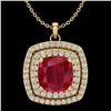 Image 1 : 2.52 ctw Ruby & Micro Pave VS/SI Diamond Necklace 18k Yellow Gold - REF-55M2G