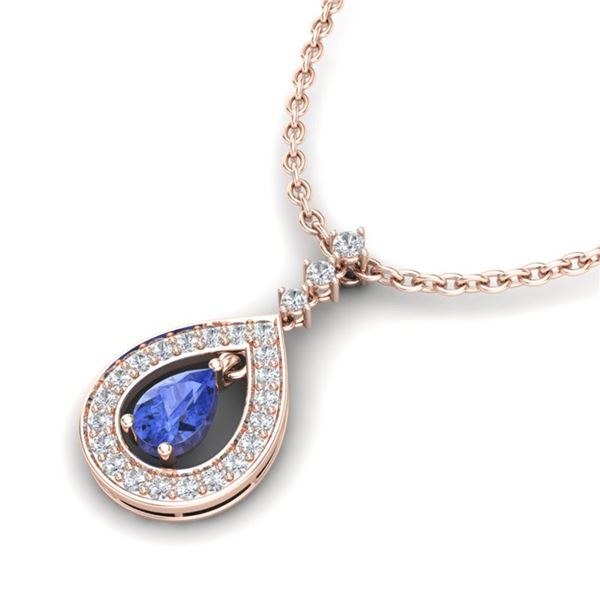 1.15 ctw Tanzanite & Micro Pave VS/SI Diamond Necklace 14k Rose Gold - REF-49W3H