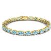 Image 1 : 19.7 ctw Sky Blue Topaz & VS/SI Diamond Eternity Bracelet 10k Yellow Gold - REF-98H2R