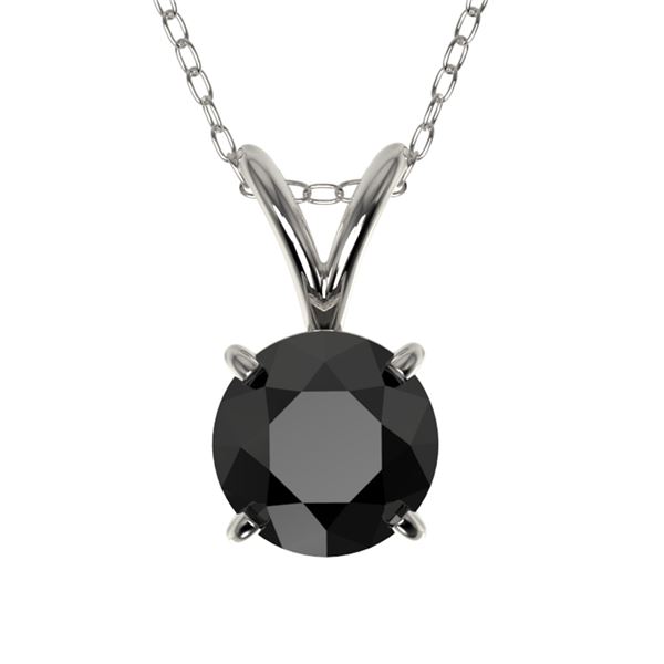 0.75 ctw Fancy Black Diamond Solitaire Necklace 10k White Gold - REF-18A4N