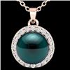 Image 2 : 0.25 ctw Micro Pave Diamond & Peacock Pearl Necklace 14k Rose Gold - REF-25H4R
