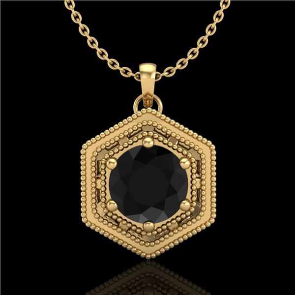 0.76 ctw Fancy Black Diamond Art Deco Stud Necklace 18k Yellow Gold - REF-36A6N