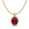 Image 2 : 3 ctw Ruby & Micro Pave VS/SI Diamond Necklace 18k Yellow Gold - REF-45Y9X