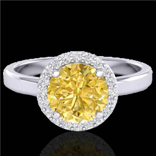 2 ctw Citrine & Halo VS/SI Diamond Micro Pave Ring 18k White Gold - REF-37N6F