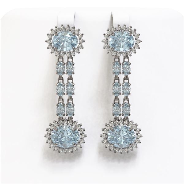 12.82 ctw Sky Topaz & Diamond Earrings 14K White Gold - REF-172X8A