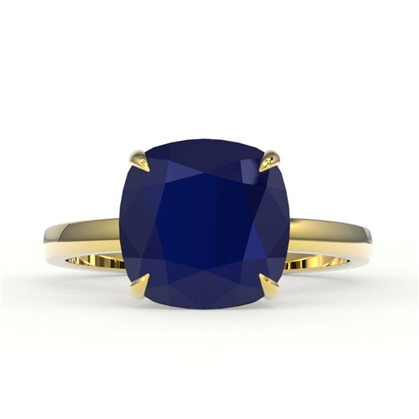 6 ctw Cushion Cut Sapphire Designer Engagment RNG 18k Yellow Gold - REF-38M2G