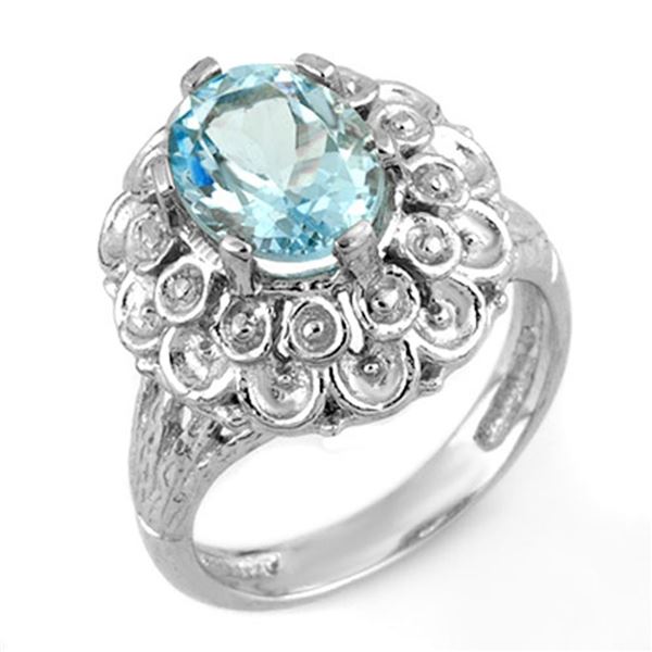 2.25 ctw Aquamarine Ring 10k White Gold - REF-27N3F