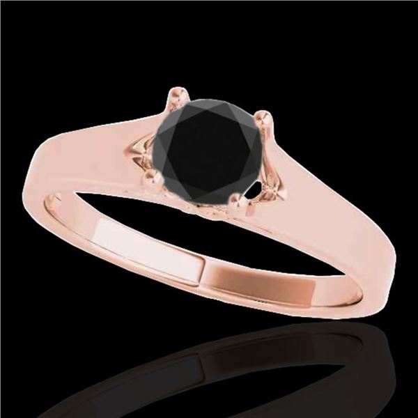 1 ctw Certified VS Black Diamond Solitaire Ring 10k Rose Gold - REF-34F2M