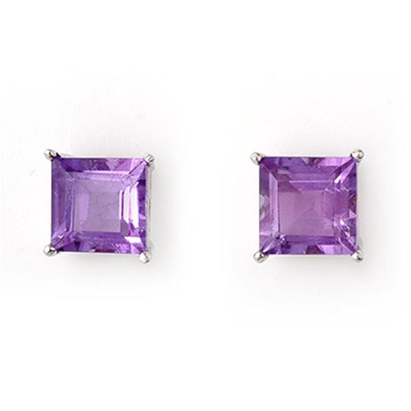 2.0 ctw Amethyst Earrings 14k White Gold - REF-10H2R