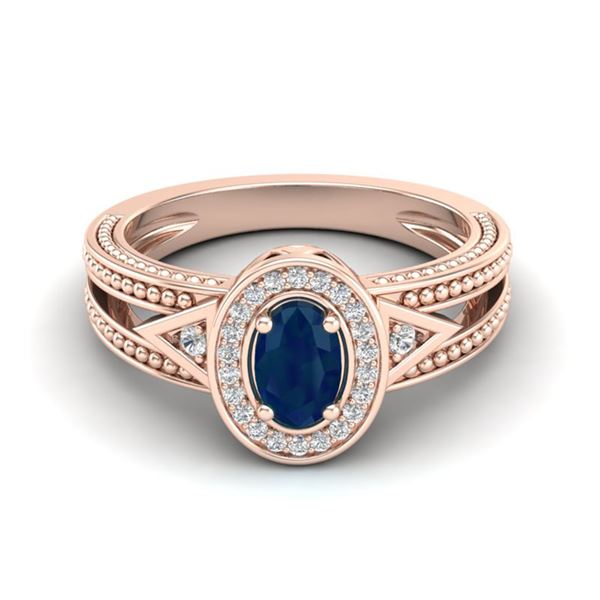 0.83 ctw Sapphire & VS/SI Diamond Halo Fashion Ring 10k Rose Gold - REF-21M8G