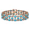 Image 1 : 11.86 ctw Turquoise & Diamond Row Bracelet 10K Rose Gold - REF-209K3Y