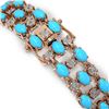 Image 3 : 11.86 ctw Turquoise & Diamond Row Bracelet 10K Rose Gold - REF-209K3Y