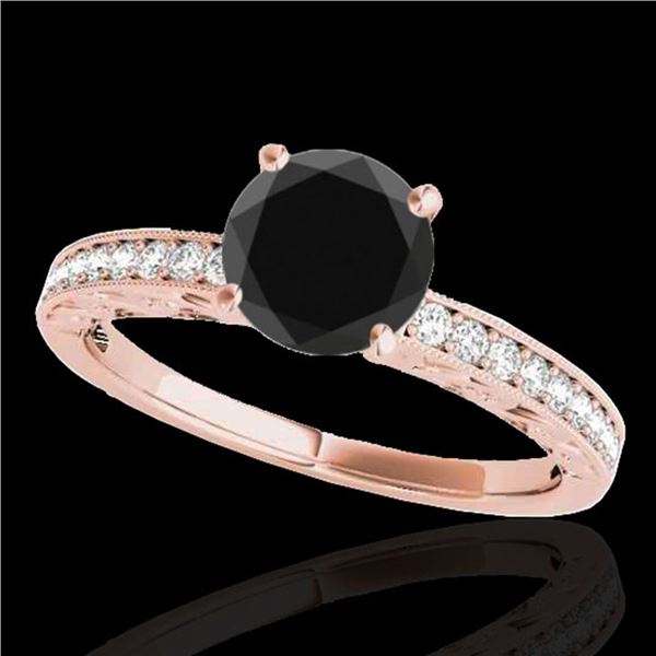 1.43 ctw Certified VS Black Diamond Solitaire Antique Ring 10k Rose Gold - REF-40W8H