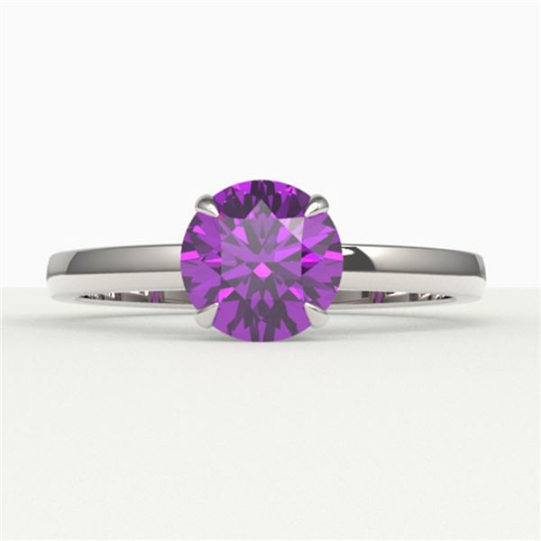 2 ctw Amethyst Designer Engagment Ring 18k White Gold - REF-25H2R