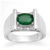 Image 1 : 1.83 ctw Emerald & Diamond Men's Ring 10k White Gold - REF-46W5H