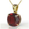 Image 1 : 6 ctw Cushion Cut Garnet Designer Solitaire Necklace 18k Yellow Gold - REF-26R6K