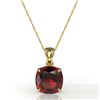 Image 2 : 6 ctw Cushion Cut Garnet Designer Solitaire Necklace 18k Yellow Gold - REF-26R6K