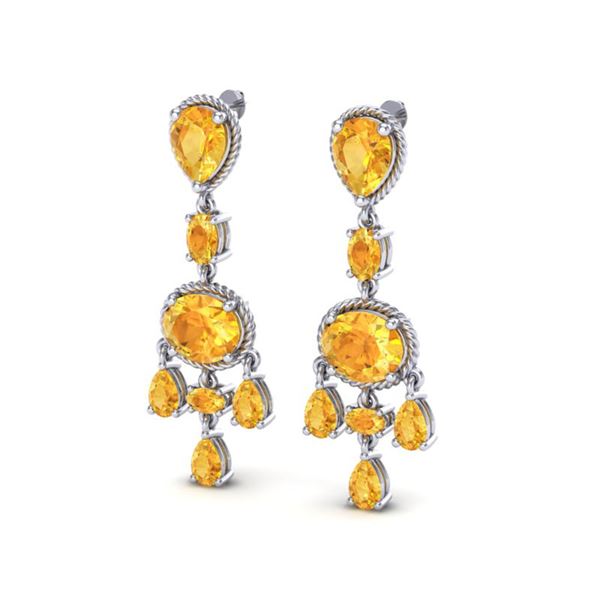 16 ctw Citrine Earrings Designer Vintage 10k White Gold - REF-44M2G