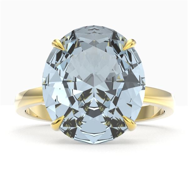 9 ctw Sky Blue Topaz Designer Engagment Ring 18k Yellow Gold - REF-40M2G