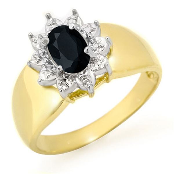 0.65 ctw Blue Sapphire Ring 10k Yellow Gold - REF-12Y3X