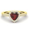 Image 1 : 1.20 ctw Garnet & Micro VS/SI Diamond Ring Heart 14k Yellow Gold - REF-26N3F