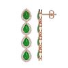 Image 2 : 6.20 ctw Jade & Diamond Micro Pave Halo Earrings 10k Rose Gold - REF-158Y2X