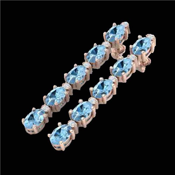 5 ctw Aquamarine & VS/SI Diamond Certified Tennis Earrings 10k Rose Gold - REF-42N3F