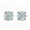 Image 1 : 3 ctw Cushion Sky Blue Topaz Designer Stud Earrings 18k Yellow Gold - REF-21K8Y