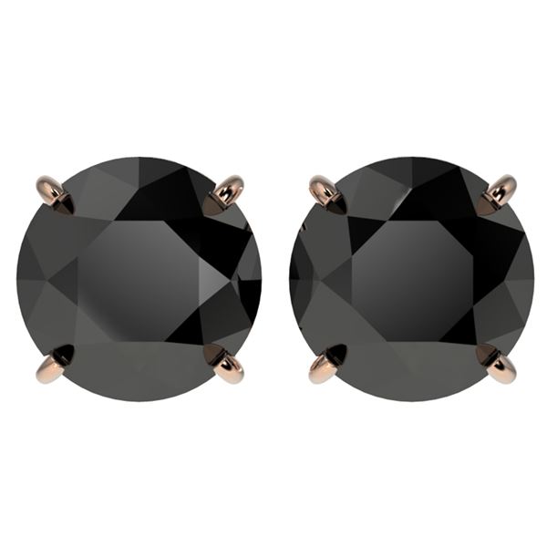 4 ctw Fancy Black Diamond Solitaire Stud Earrings 10k Rose Gold - REF-68F8M