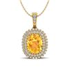 Image 1 : 3 ctw Citrine & Micro Pave VS/SI Diamond Necklace 14k Yellow Gold - REF-50H8R