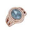 Image 3 : 4.89 ctw Blue Topaz & Diamond Ring 18K Rose Gold - REF-174N2F
