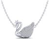 Image 2 : 0.40 ctw Micro Pave Diamond NOBLE CROWN SWAN Necklace 18k White Gold - REF-36G8W