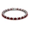 Image 1 : 19.7 ctw Garnet & VS/SI Certified Diamond Eternity Bracelet 10k White Gold - REF-98N2F