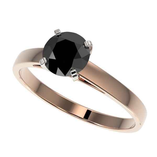1.08 ctw Fancy Black Diamond Solitaire Engagment Ring 10k Rose Gold - REF-23M9G