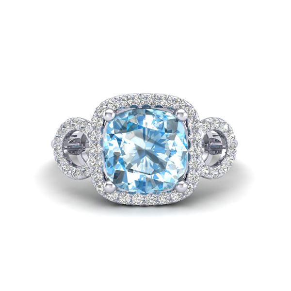 3.75 ctw TOPAZ & Micro VS/SI Diamond Certified Ring 18k White Gold - REF-50Y4X