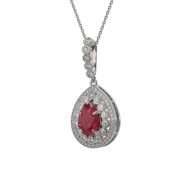 4.97 ctw Certified Ruby & Diamond Victorian Necklace 14K White Gold - REF-160Y2X