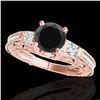 Image 1 : 1.38 ctw Certified VS Black Diamond Solitaire Antique Ring 10k Rose Gold - REF-47N8F
