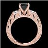 Image 2 : 1.38 ctw Certified VS Black Diamond Solitaire Antique Ring 10k Rose Gold - REF-47N8F