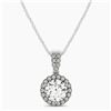 Image 2 : 1 ctw Certified SI Diamond Solitaire Halo Necklace 14k White Gold - REF-166H4R
