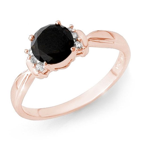 1.10 ctw VS Certified Black & White Diamond Solitaire Ring 14k Rose Gold - REF-31A3N