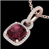 Image 1 : 3.50 ctw Garnet & Micro VS/SI Diamond Necklace 14k Rose Gold - REF-39M9G