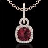 Image 2 : 3.50 ctw Garnet & Micro VS/SI Diamond Necklace 14k Rose Gold - REF-39M9G