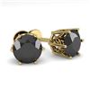 Image 1 : 2.0 ctw Black Certified Diamond Stud Earrings 18k Yellow Gold - REF-73R5K