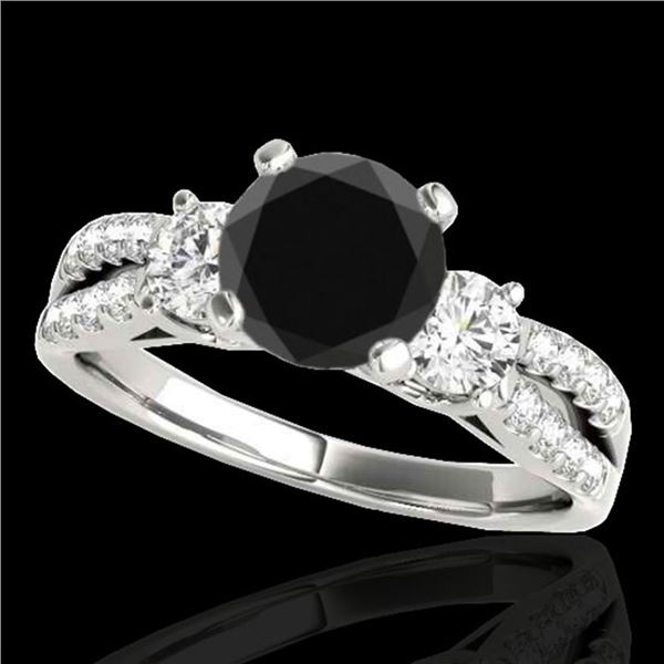 1.5 ctw Certified VS Black Diamond 3 Stone Ring 10k White Gold - REF-53X2A