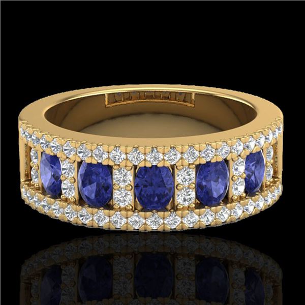 1.75 ctw Tanzanite & Micro Pave VS/SI Diamond Ring 10k Yellow Gold - REF-48M5G