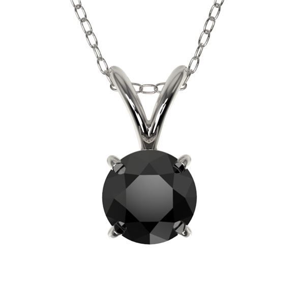 0.50 ctw Fancy Black Diamond Solitaire Necklace 10k White Gold - REF-18G4W