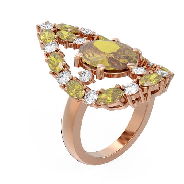 10.33 ctw Canary Citrine & Diamond Ring 18K Rose Gold - REF-227R3K