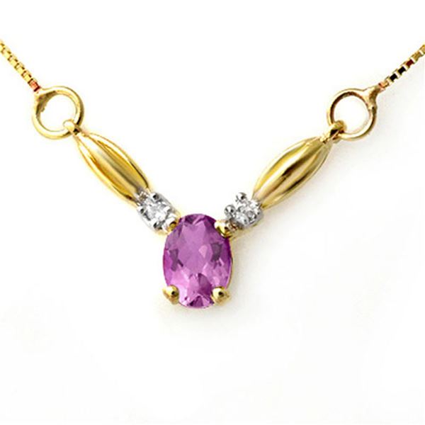 1.30 ctw Amethyst & Diamond Necklace 10k Yellow Gold - REF-14X2A